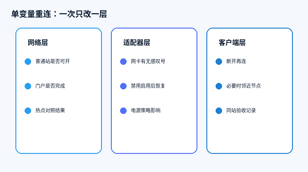 单变量重连:网络适配器客户端对照